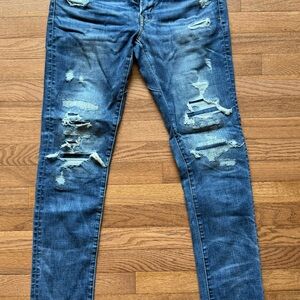 Distressed Blue Jeans